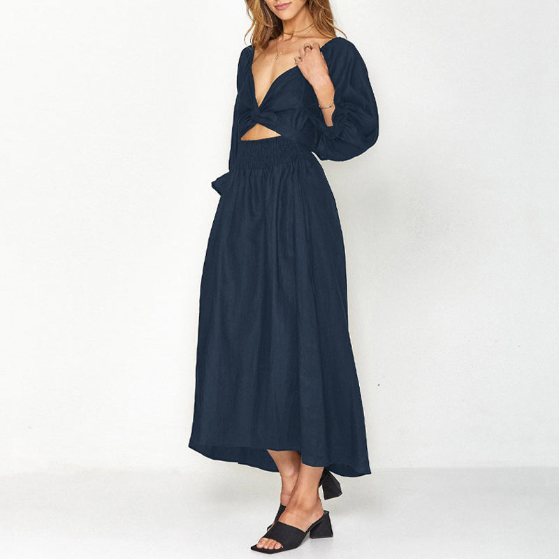 Lantern Sleeve Bandeau Dress