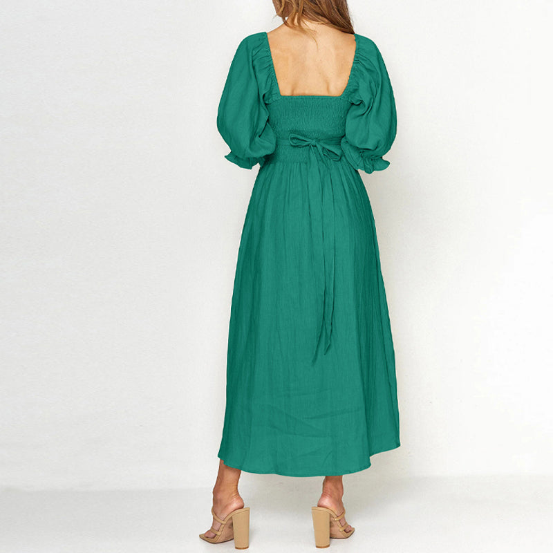 Lantern Sleeve Bandeau Dress