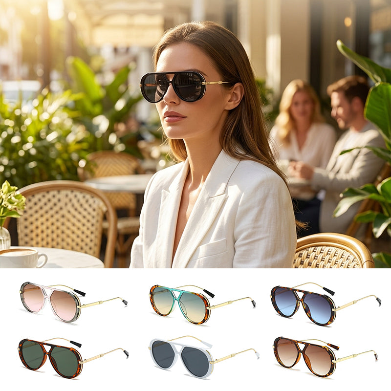 Retro Double Beam Face-Slimming Sunglasses