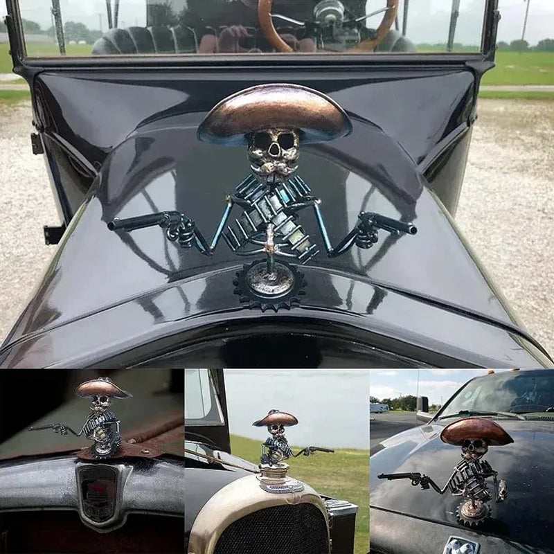 Cowboy Skull Gunslinger Hood Ornament