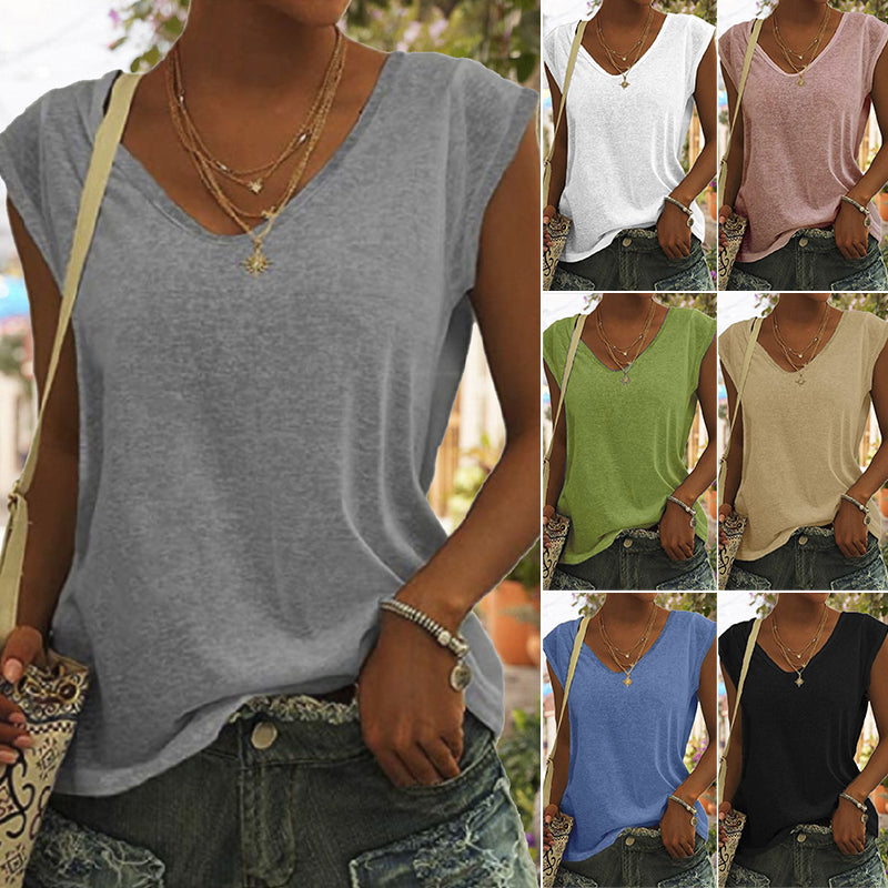 V Neck Sleeveless Regular T-shirt