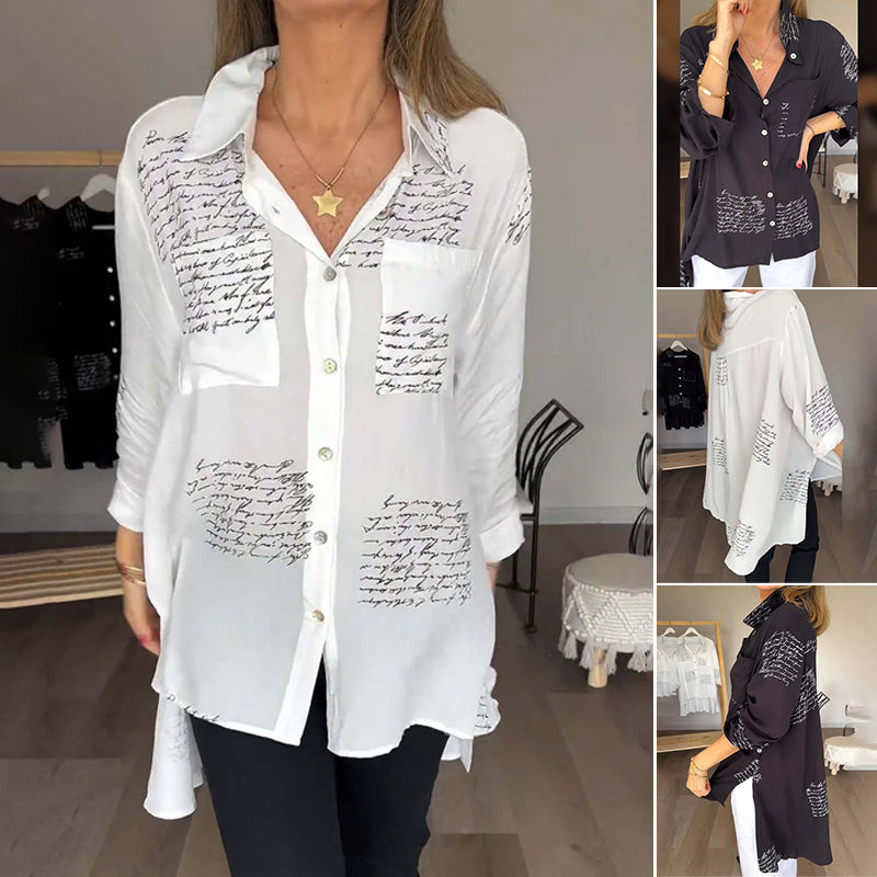 New Letter Print Fashion Lapel Shirt-Pre Sale