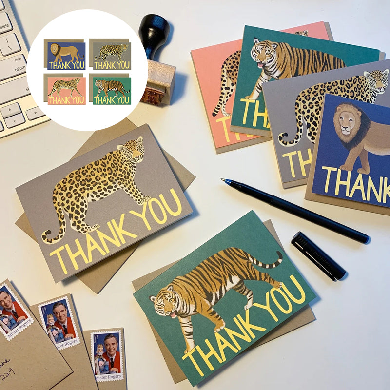 Big Cat Variety Thank You Card Set(4 Pcs)