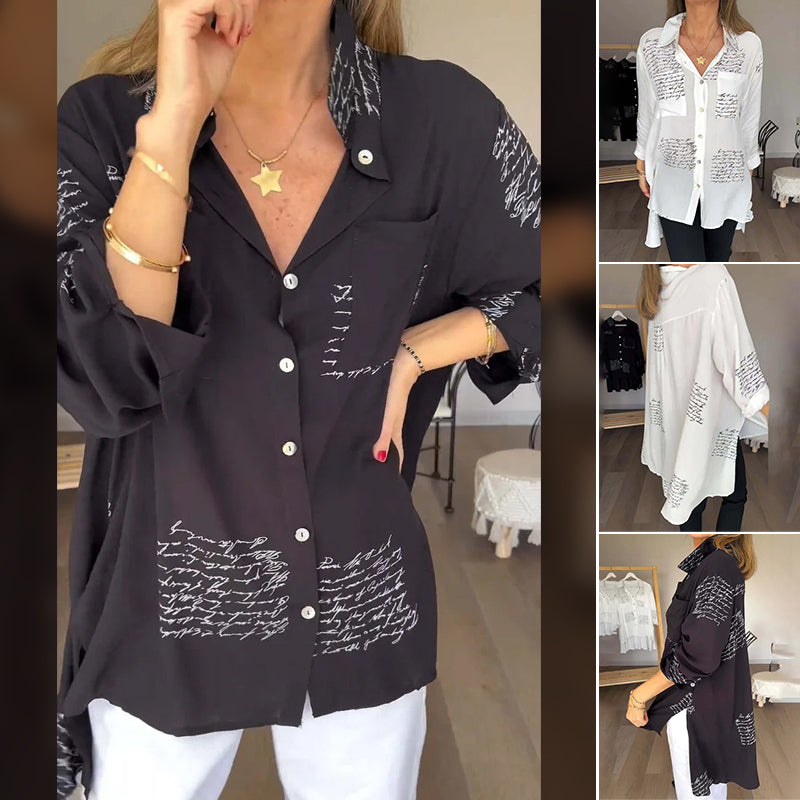 New Letter Print Fashion Lapel Shirt-Pre Sale