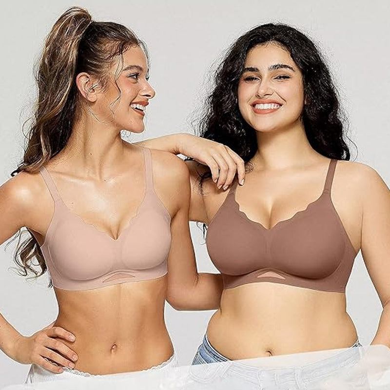 Womens Wireless Bras Scalloped Push Up Bralettes