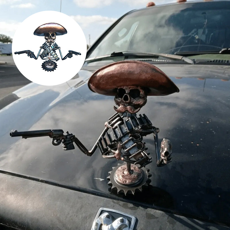 Cowboy Skull Gunslinger Hood Ornament