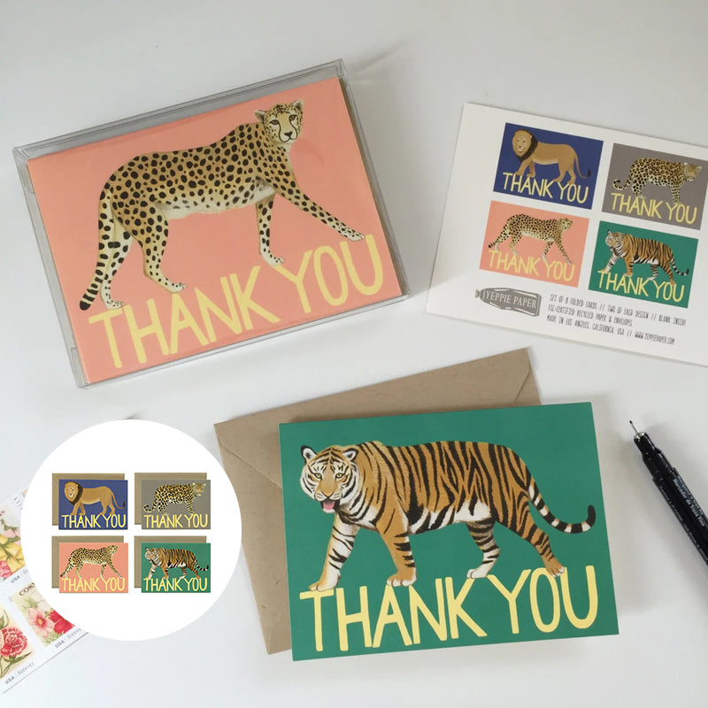 Big Cat Variety Thank You Card Set(4 Pcs)