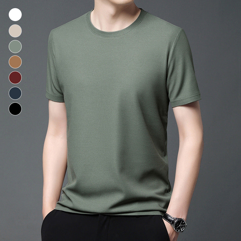Waffle Woven Ice Silk Breathable T-Shirt