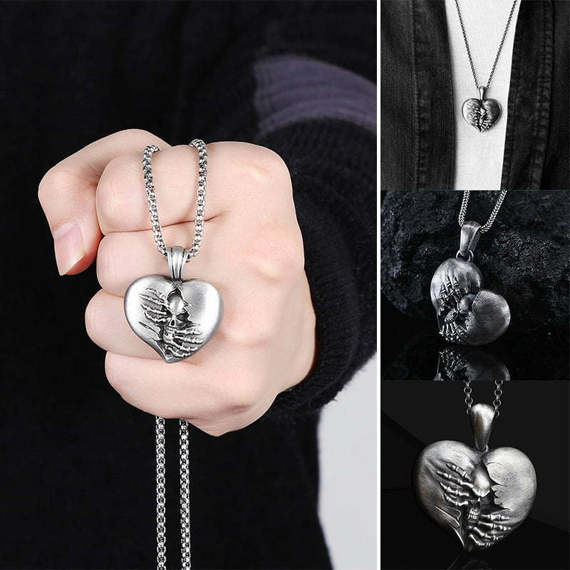 Heart of Hell Ripped Skull Necklace