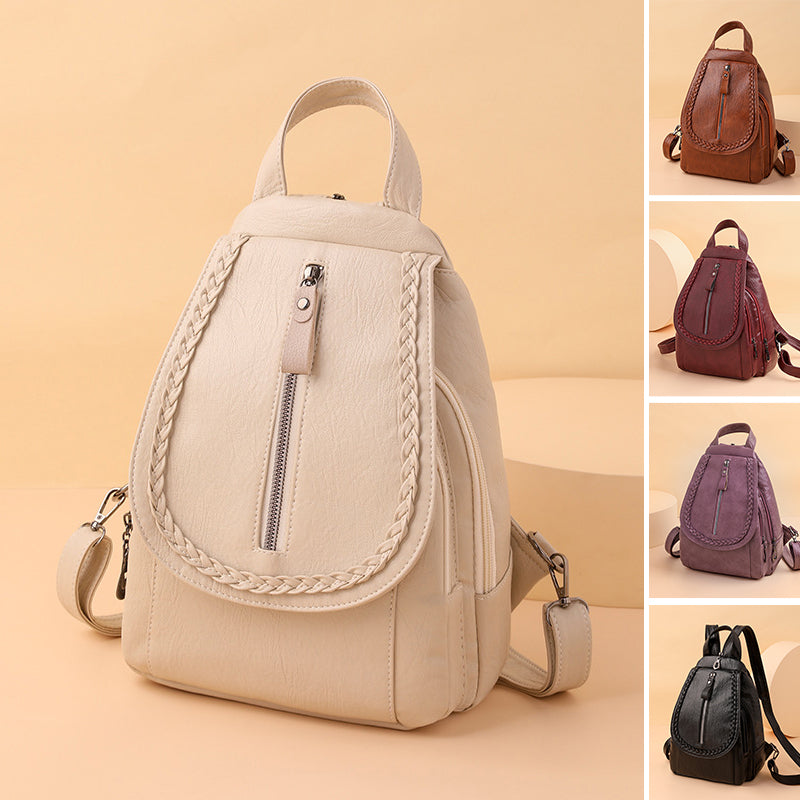 Twist Clamshell Leather Backpack