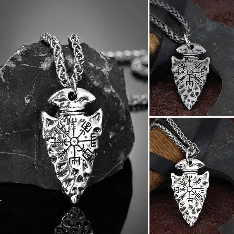 Odin's Spear Necklace with Vegvisir Symbol