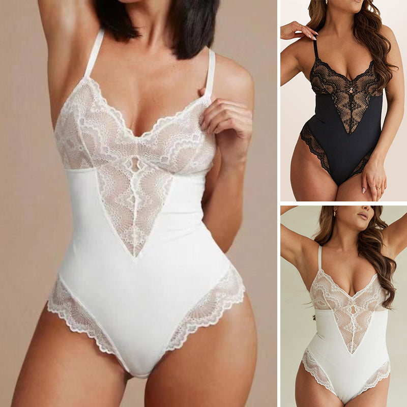 Deep V-Neck Lace Sexy Bodysuit