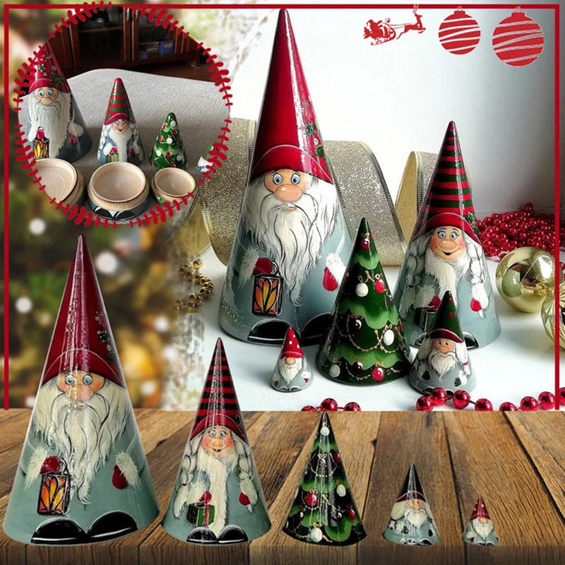 Handmade Scandinavian Gnome Wooden Nesting Dolls (5 pcs)