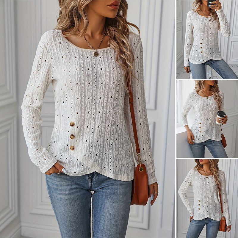 Skeleton Jacquard Button Down Blouse