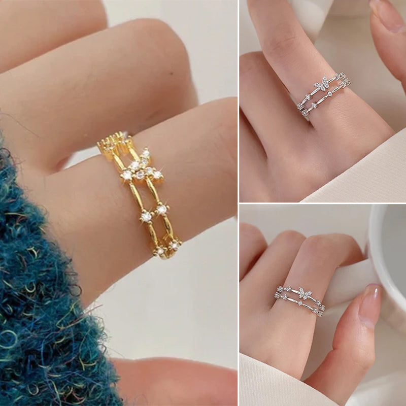 Double Butterfly Zircon Ring