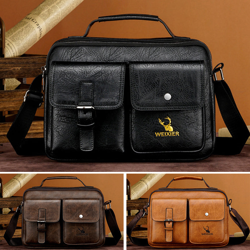 Waterproof Vintage Leather Briefcase Shoulder Bag
