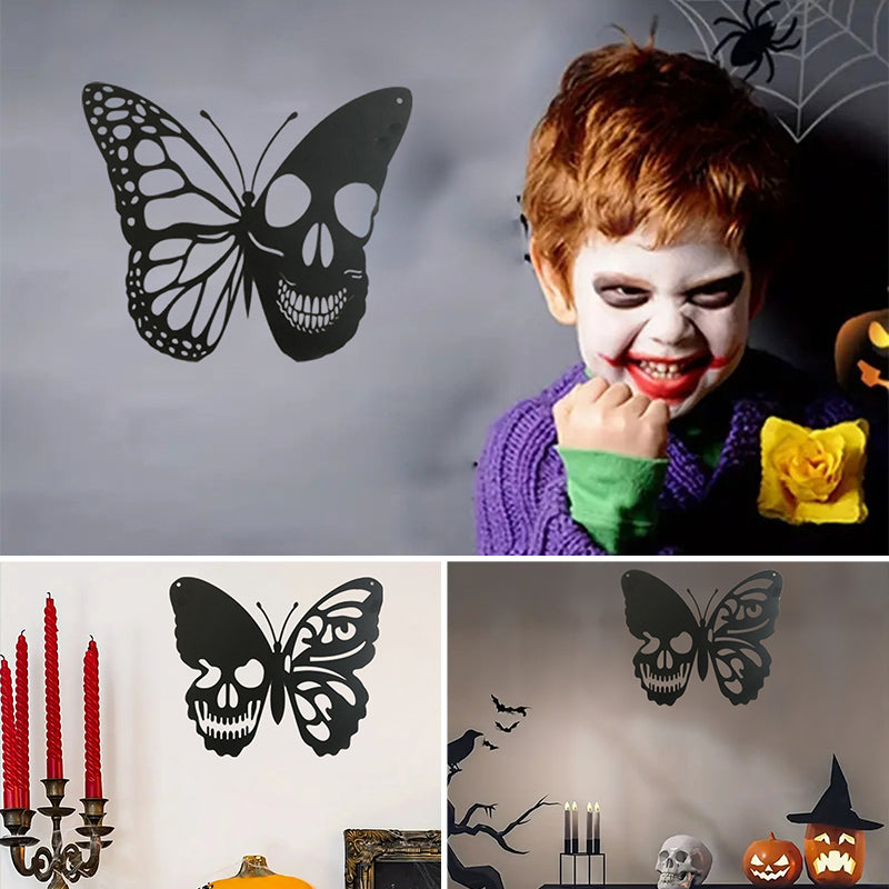 Metal Skull Butterfly Wall Decoration