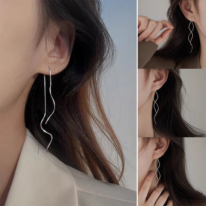 Double Wave Threader Earrings