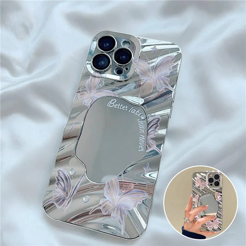 ELEGANT SHINING BUTTERFLIES MIRROR CASE