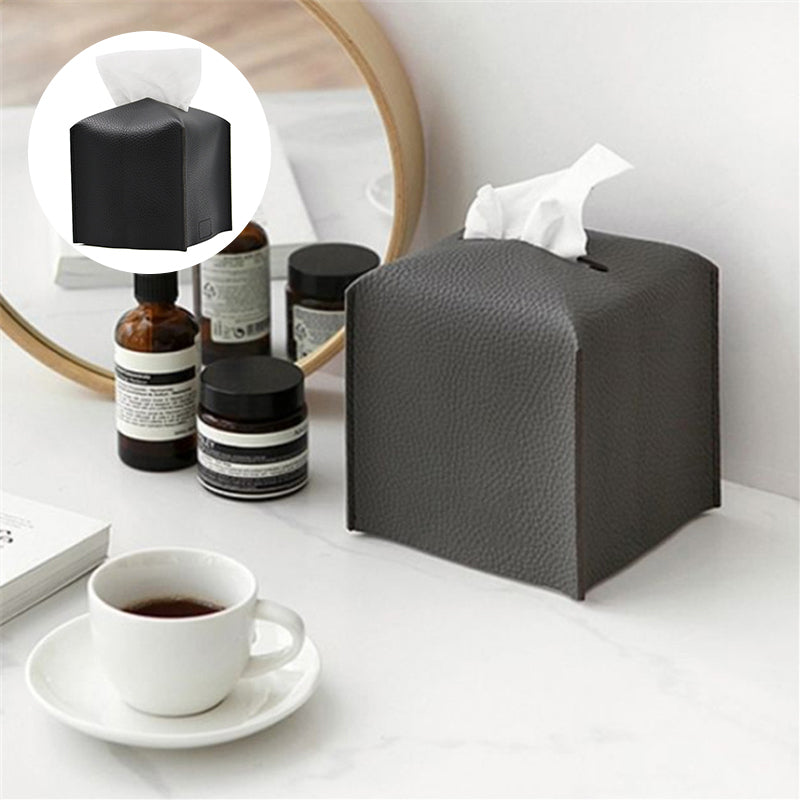 Square Leather Tissue Box Cover