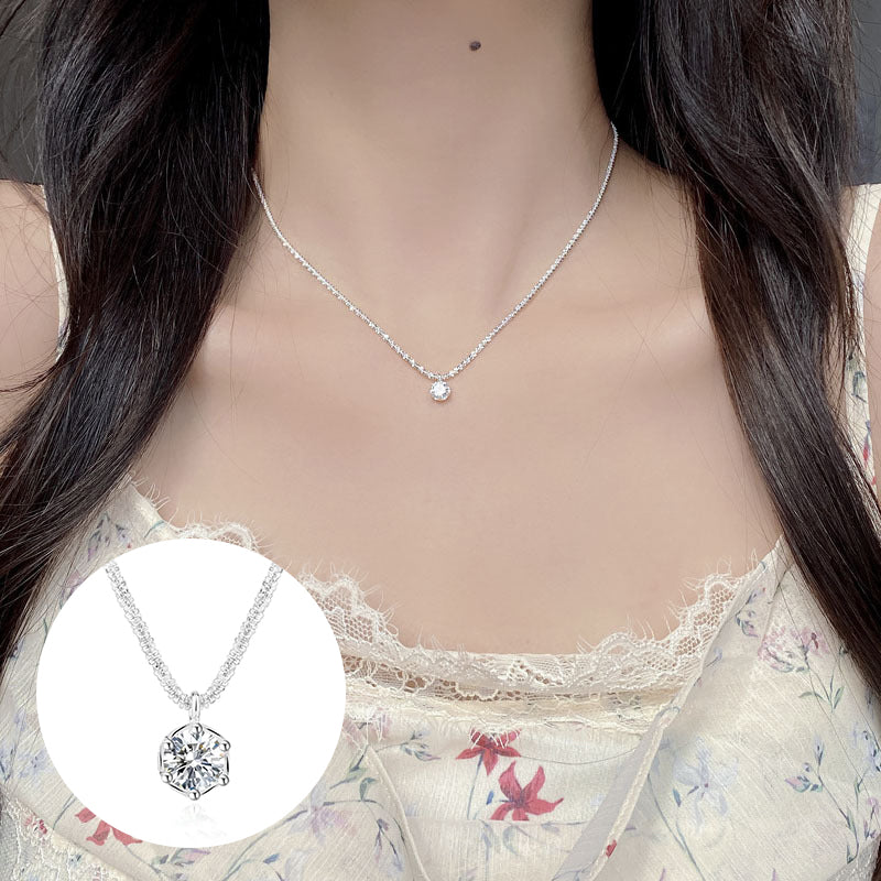 Six Prong Moissanite Necklace