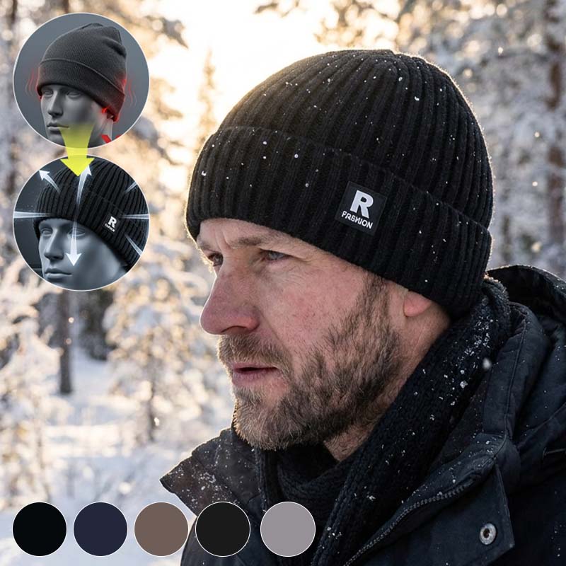 Fleece-lined knit hat for men