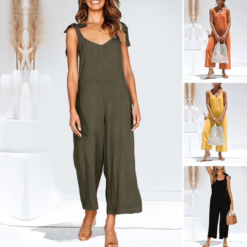 Women's Loose Casual Cotton Linen Jumpsuit
