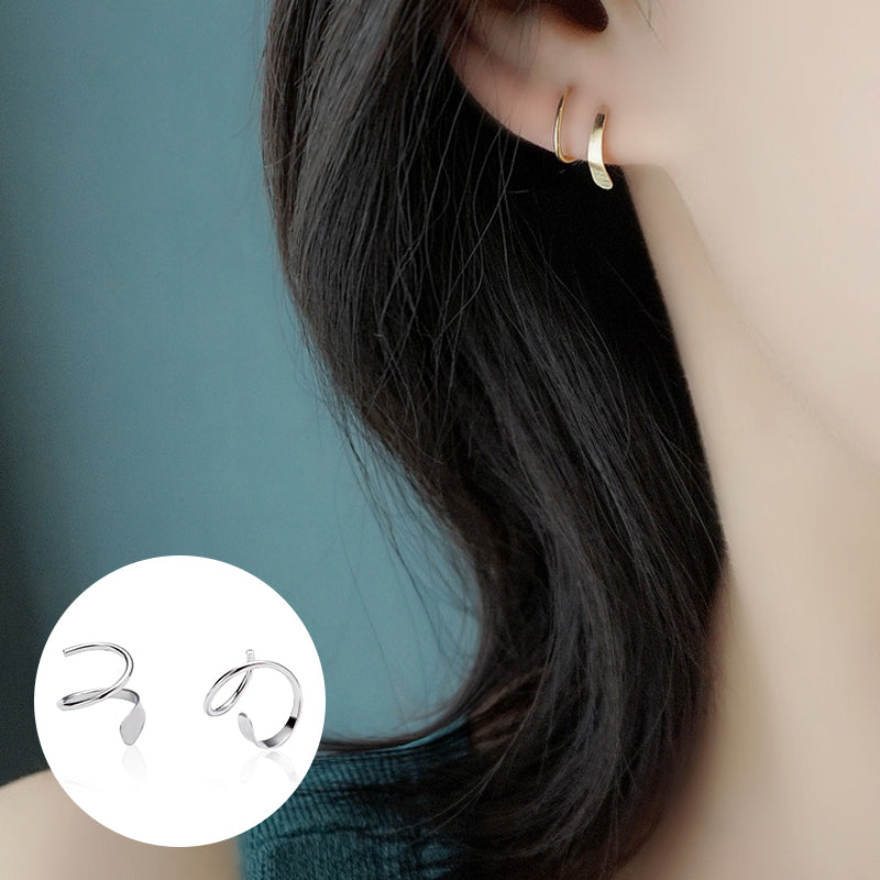 Minimal Spiral Hoop Twist Earrings (Thick Hoop Version)