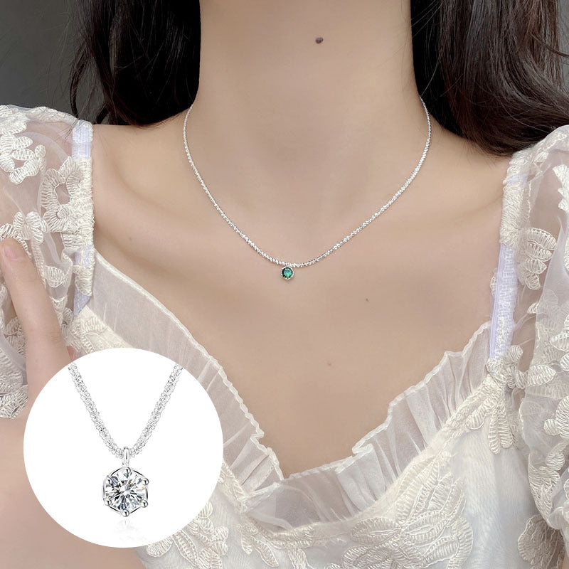 Six Prong Moissanite Necklace