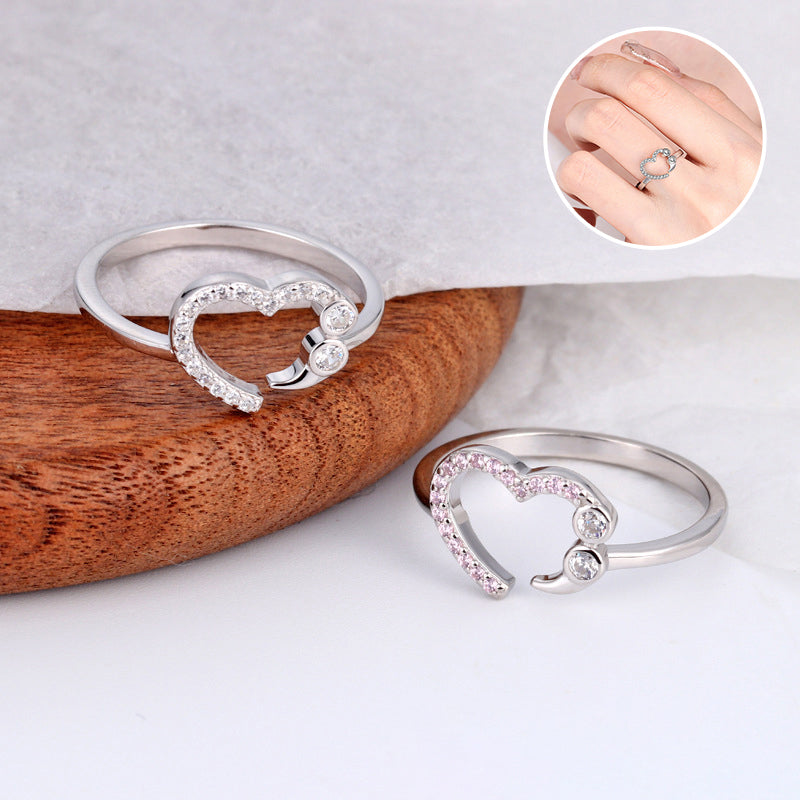 Open Heart Diamond Ring