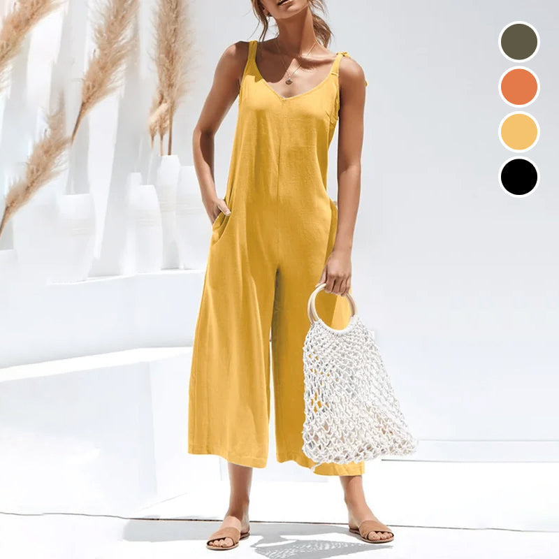 Women's Loose Casual Cotton Linen Jumpsuit