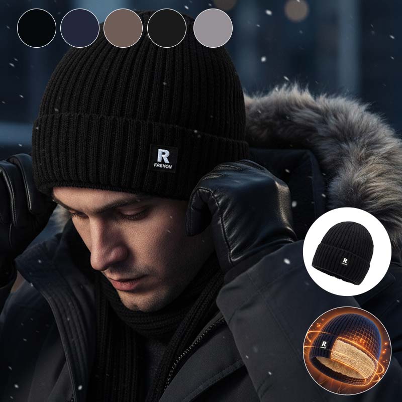 Fleece-lined knit hat for men