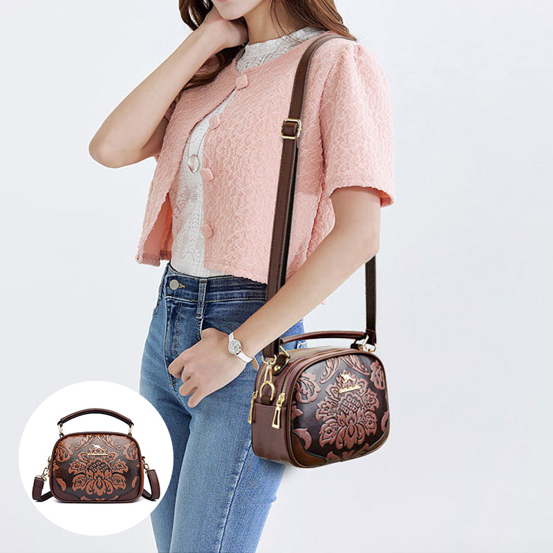 Floral Embossing Handbag For Women