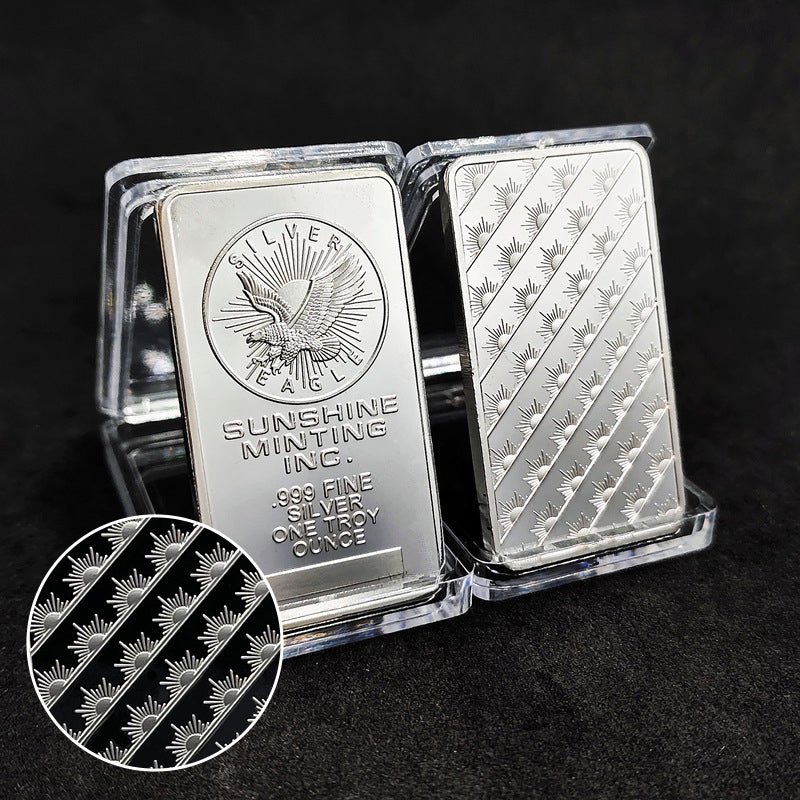 Embossed Large Eagle Square Silver Bar