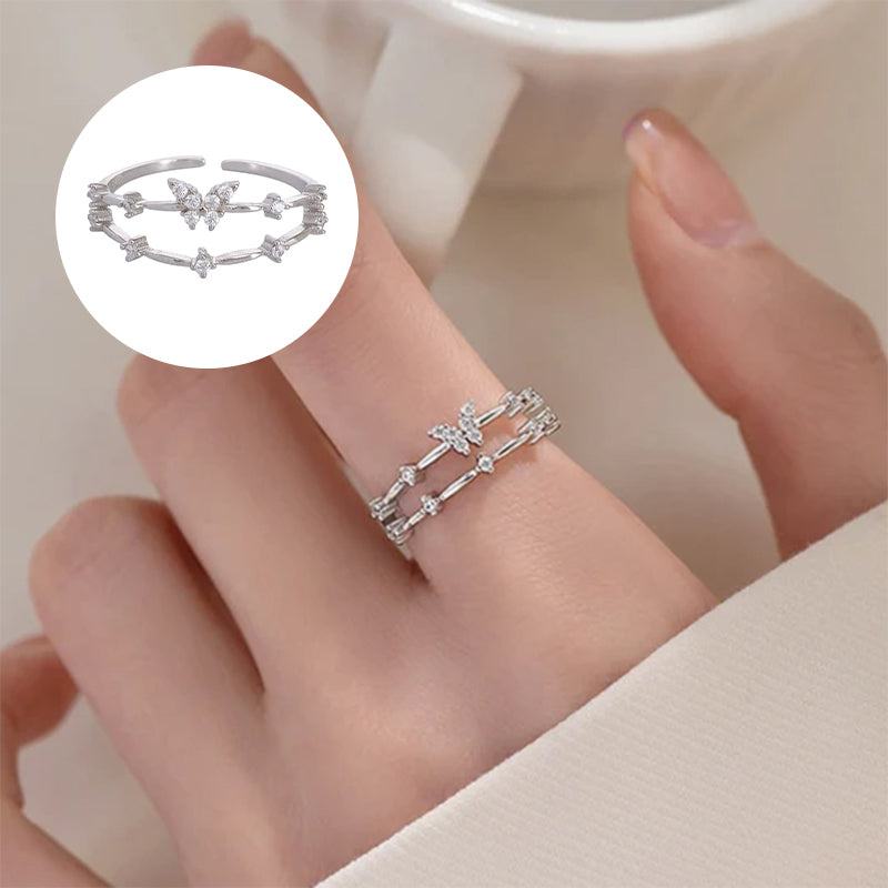 Double Butterfly Zircon Ring