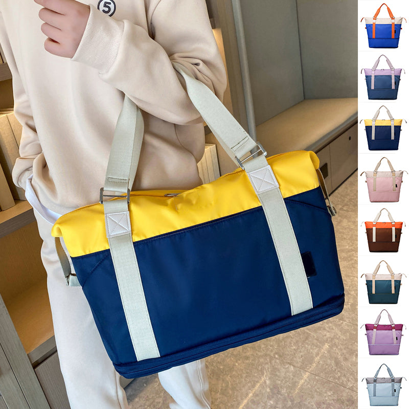 Contrasting Color Large Capacity Travel Bag