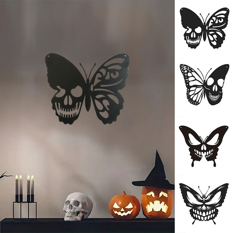 Metal Skull Butterfly Wall Decoration