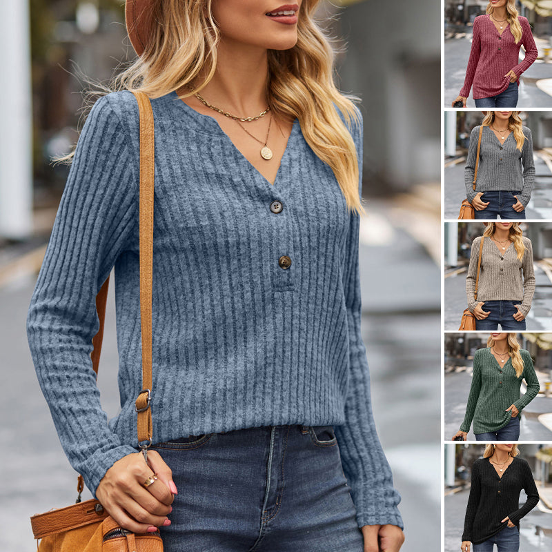 Solid Color Button Long Sleeve Cardigan