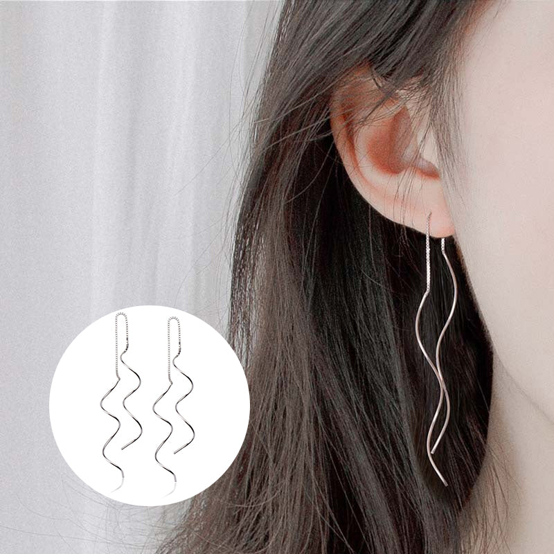 Double Wave Threader Earrings