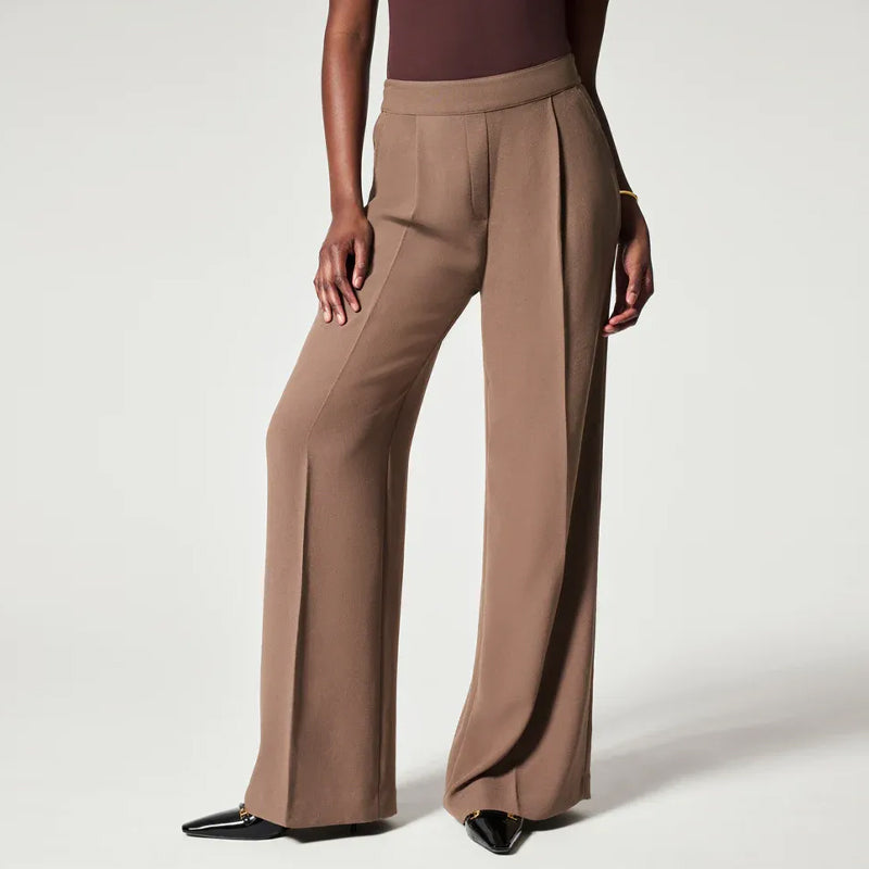 Crepe Pleated Pants