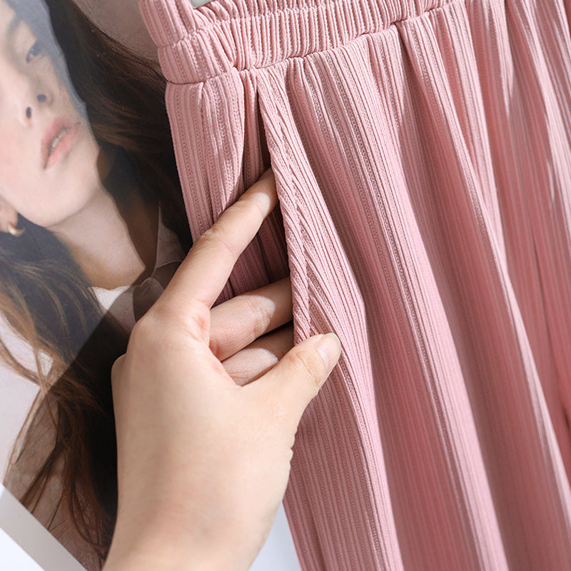 Women's summer high waist drape ice silk wide leg pants