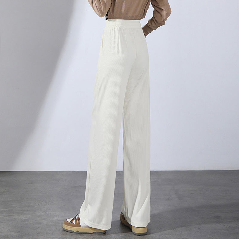 Women's summer high waist drape ice silk wide leg pants