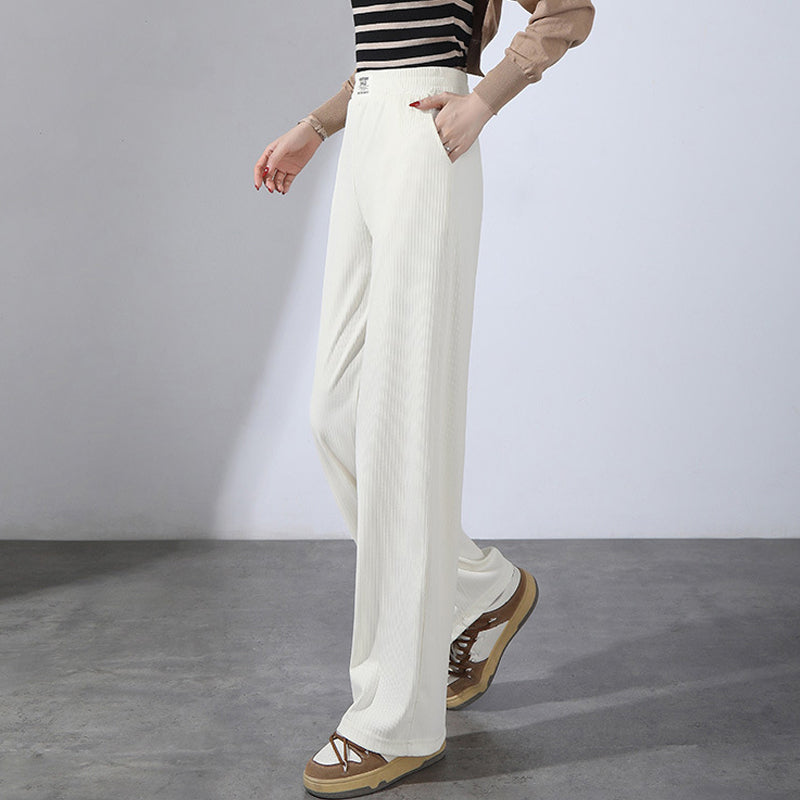 Women's summer high waist drape ice silk wide leg pants