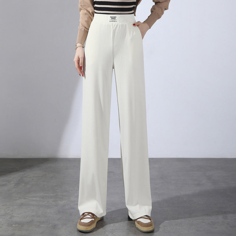 Women's summer high waist drape ice silk wide leg pants