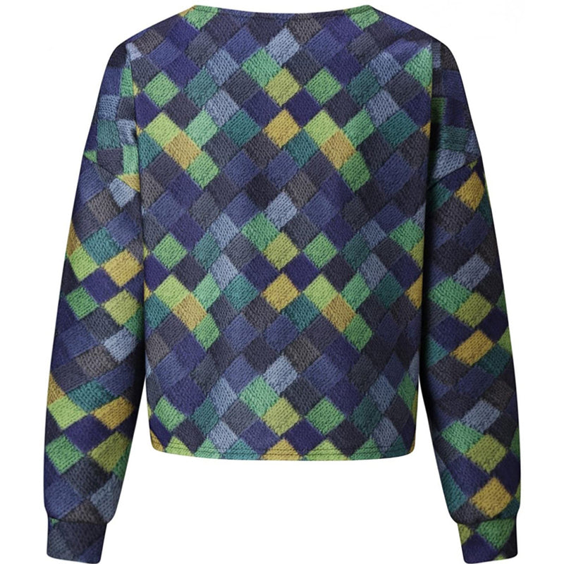 V-Neck Buttoned Irregular Printed Jacket