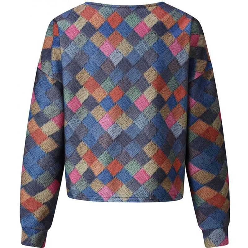 V-Neck Buttoned Irregular Printed Jacket