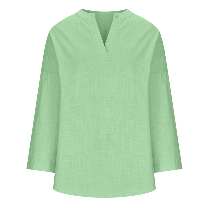 Solid Color Long Sleeve Casual Shirt Blouse