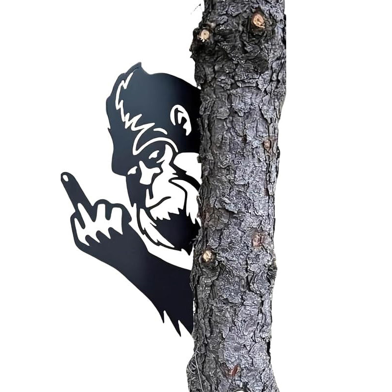 Peek a Boo Flipping Off Metal Sign – Peeping Animal Wall Art