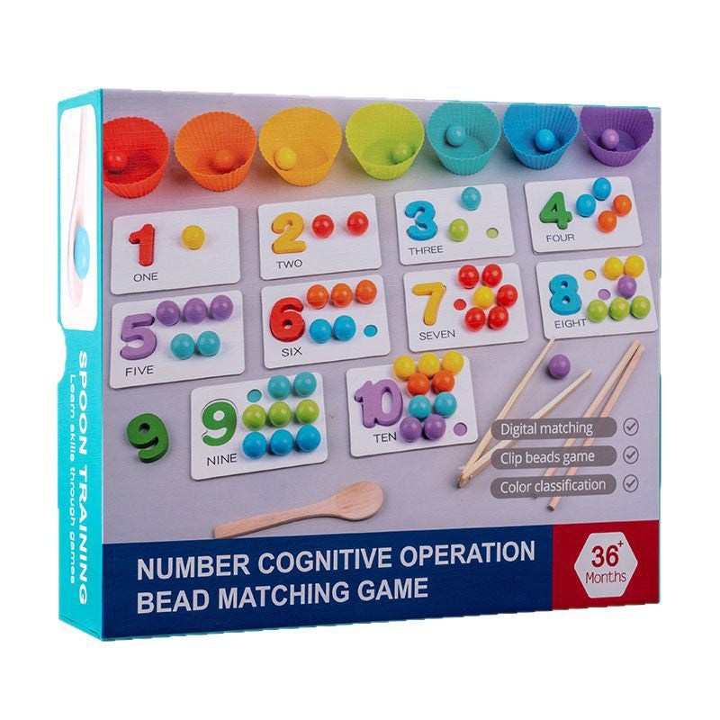 Montessori Arithmetic Math Toy Set – Silicone Digital Learning with Beads, Chopsticks & Spoons