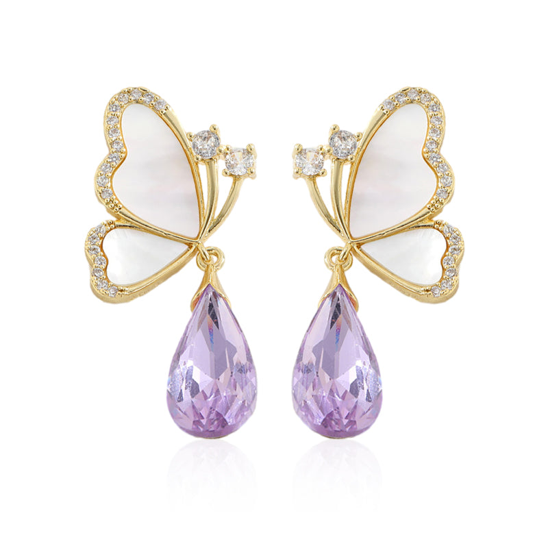 Purple Butterfly Earrings